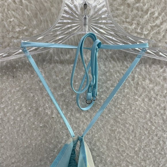 Y2K 2000s Express Blue Pattern Chiffon Mesh O-Ring Halter Midi Dress 2 S Small - Picture 4 of 11